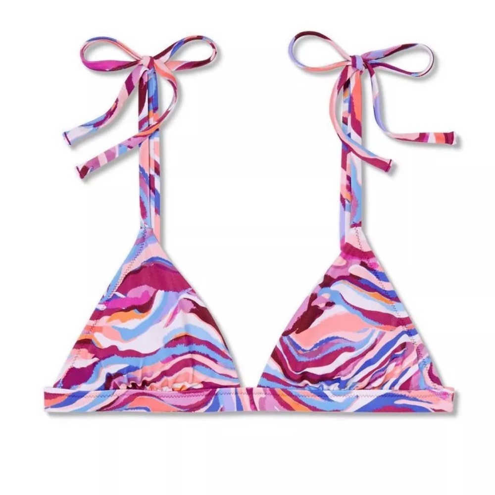 Women’s  Shoulder Tie Triangle Bikini Top - Shade & Shore™ Ulti Anial Print Sz M - Picture 3 of 7
